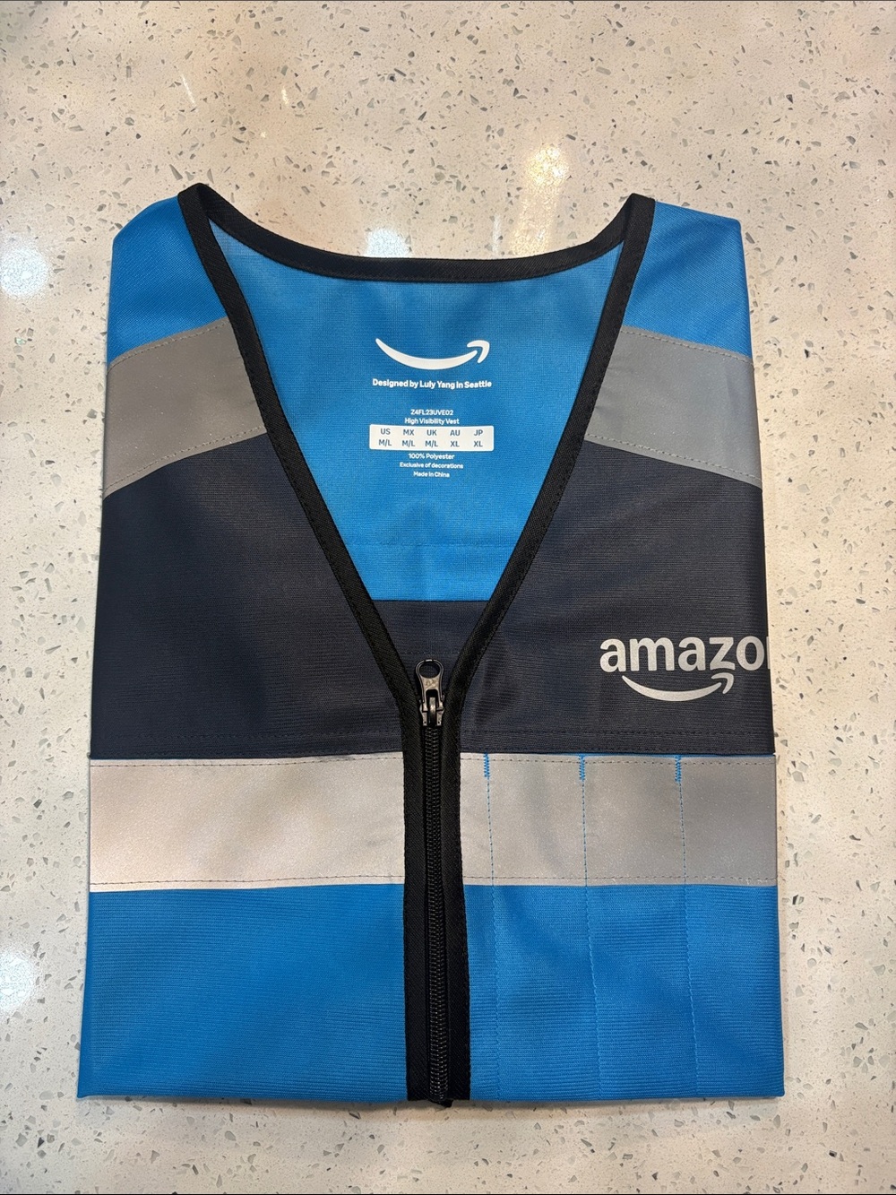 Amazon Blue and Gray Reflective Safety Vest - Men's M/L